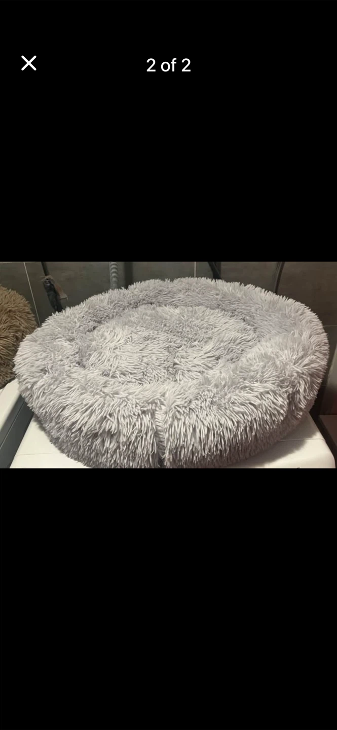 Fluffy Round Pet Bed - Gray - photo 2