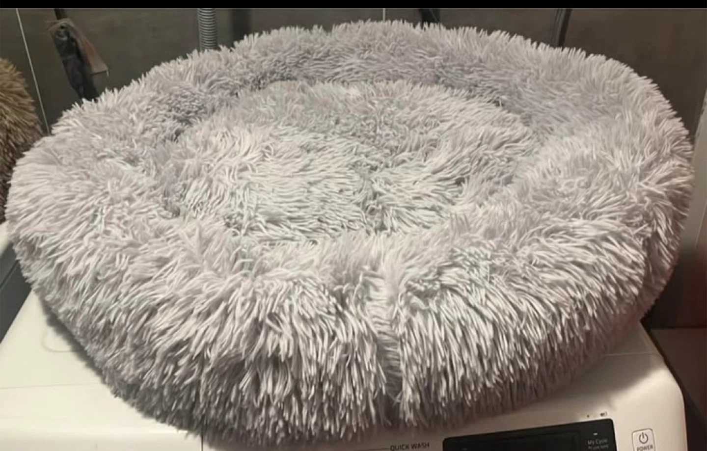 Fluffy Round Pet Bed - Gray