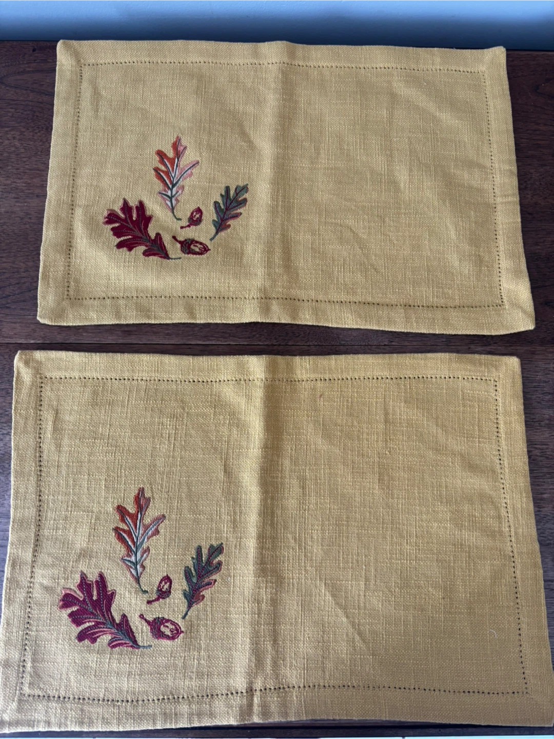 NEW 2 Cotton Placemats Autumn Leaves - photo 2