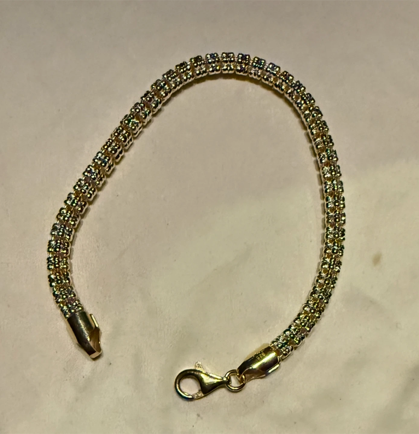 Gold Tone Mesh Bracelet de plata baño de Oro 5M