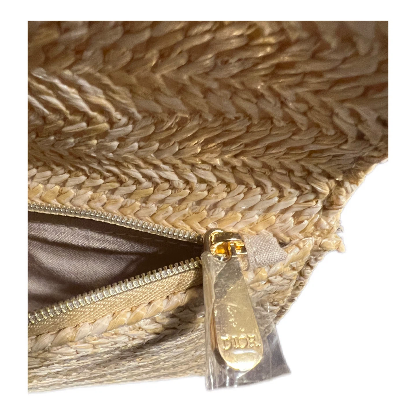 DIOR Straw Clutch Pouch Bag Yellow - photo 4
