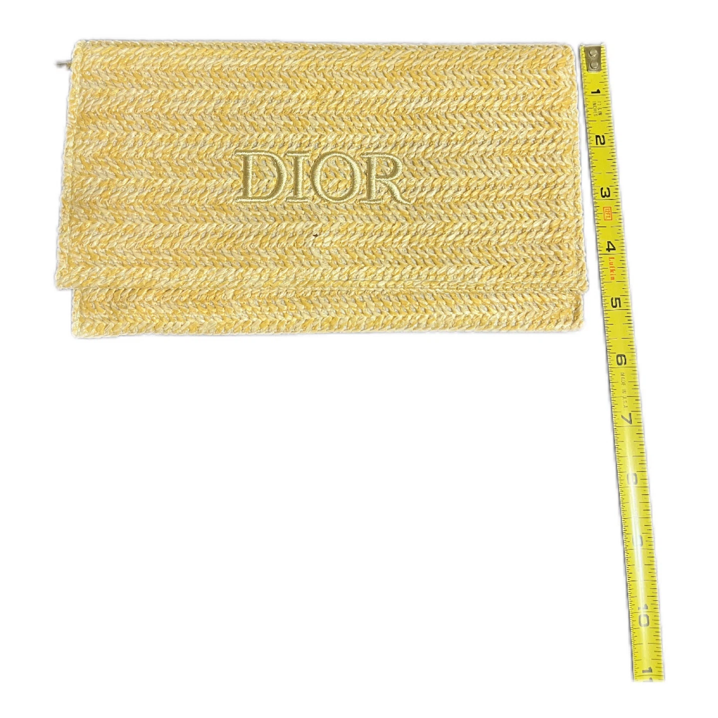 DIOR Straw Clutch Pouch Bag Yellow