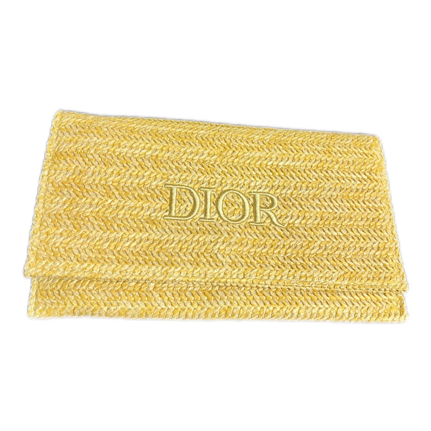 DIOR Straw Clutch Pouch Bag Yellow - photo 2