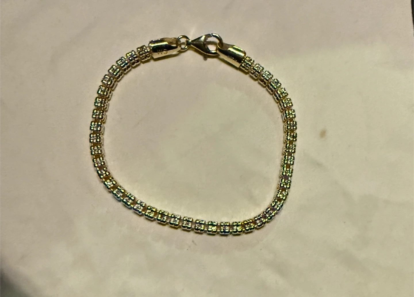 Gold Tone Mesh Chain Bracelet de Plata baño de Oro 3M