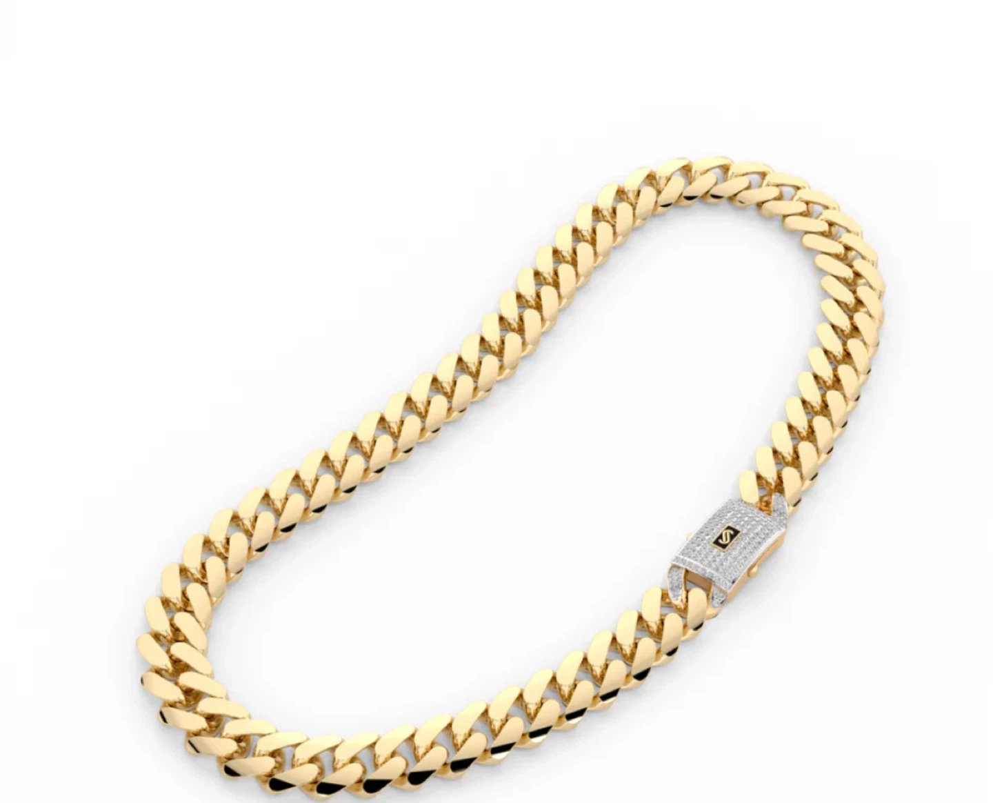 Gold plated Cuban Link Necklace with Diamond Clasp - photo 3