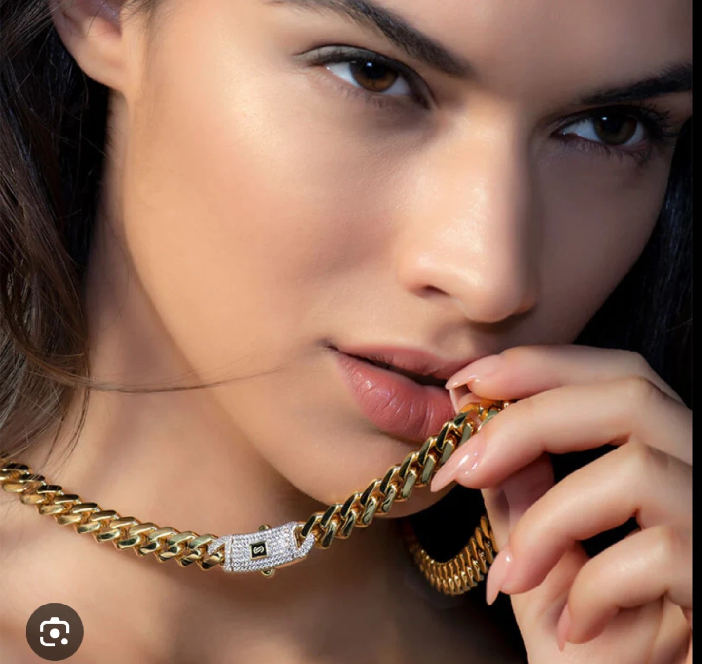Gold plated Cuban Link Necklace with Diamond Clasp