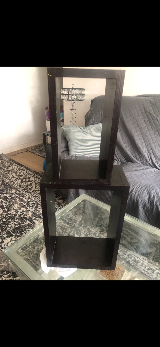 Dark Brown Cube Shelves (Set of 2)