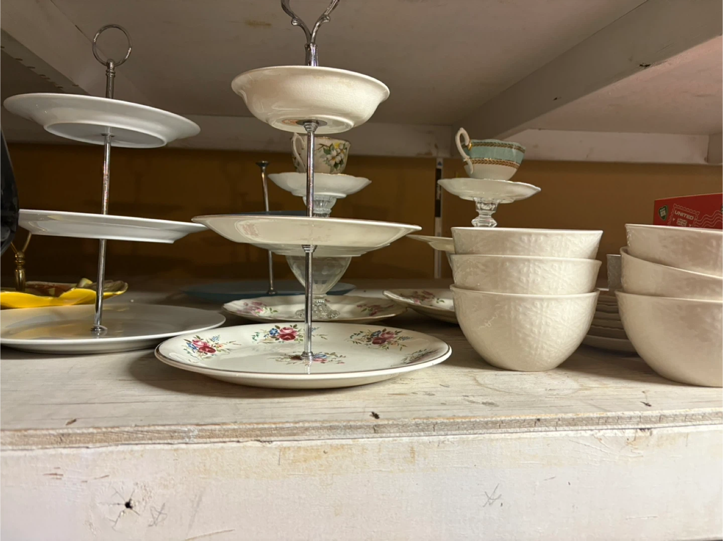 3-Tiered Serving Stands with Floral Plates