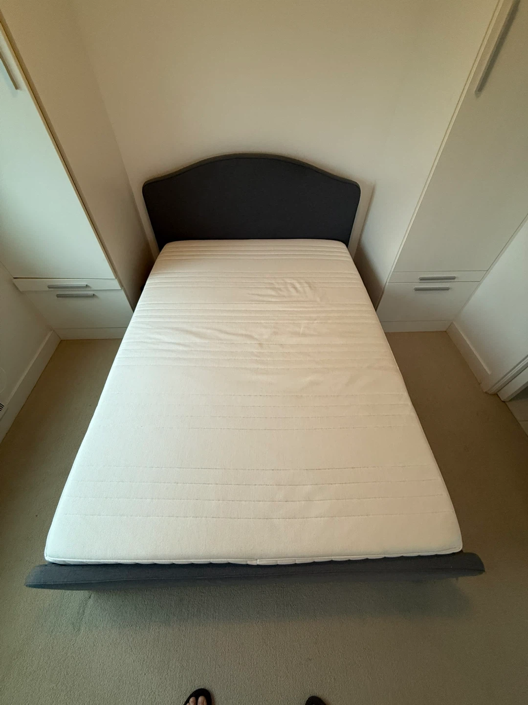 Grey Upholstered Full size Bed Frame with Mattress - photo 2