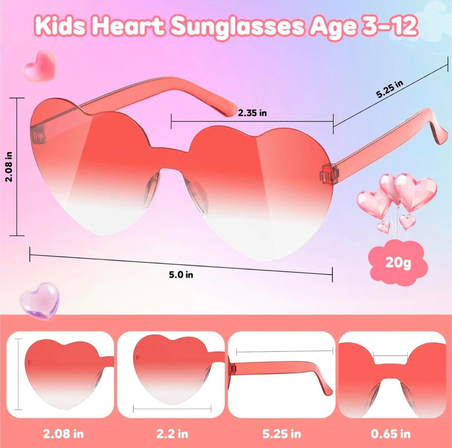 24 Pcs Heart Shaped Sunglasses for Kids - photo 2