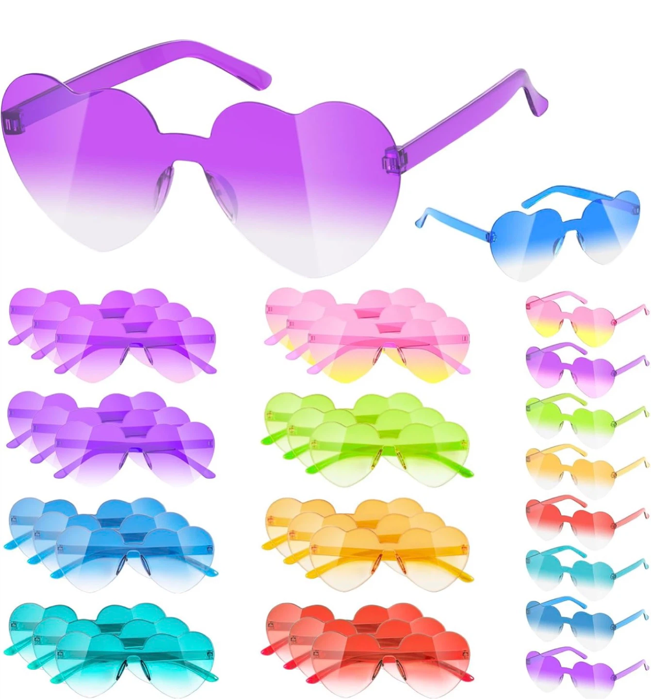 24 Pcs Heart Shaped Sunglasses for Kids