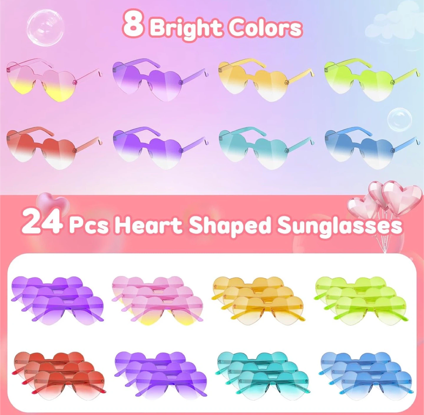 24 Pcs Heart Shaped Sunglasses for Kids - photo 3