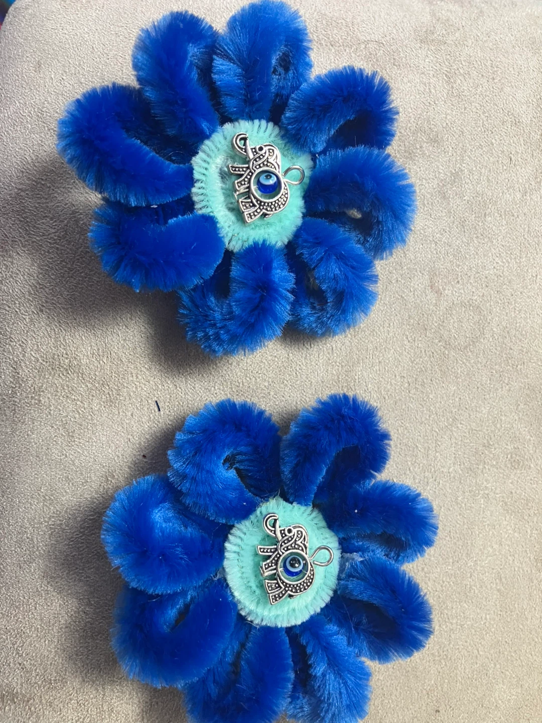 Blue Floral Hair Clips with Charms - photo 2