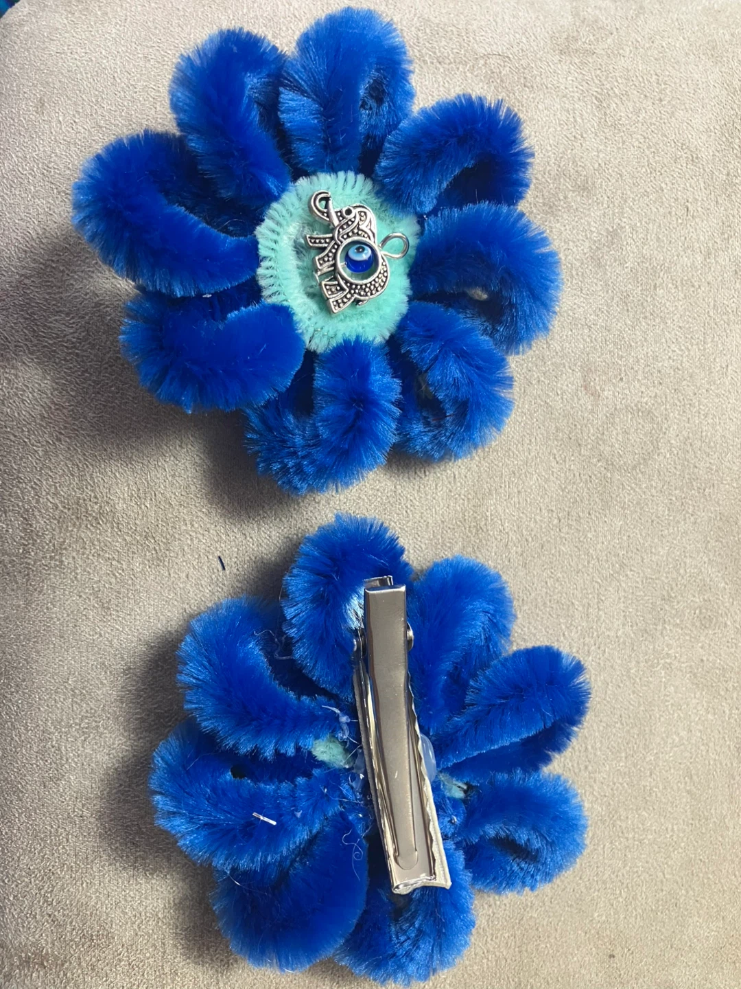 Blue Floral Hair Clips with Charms - photo 3
