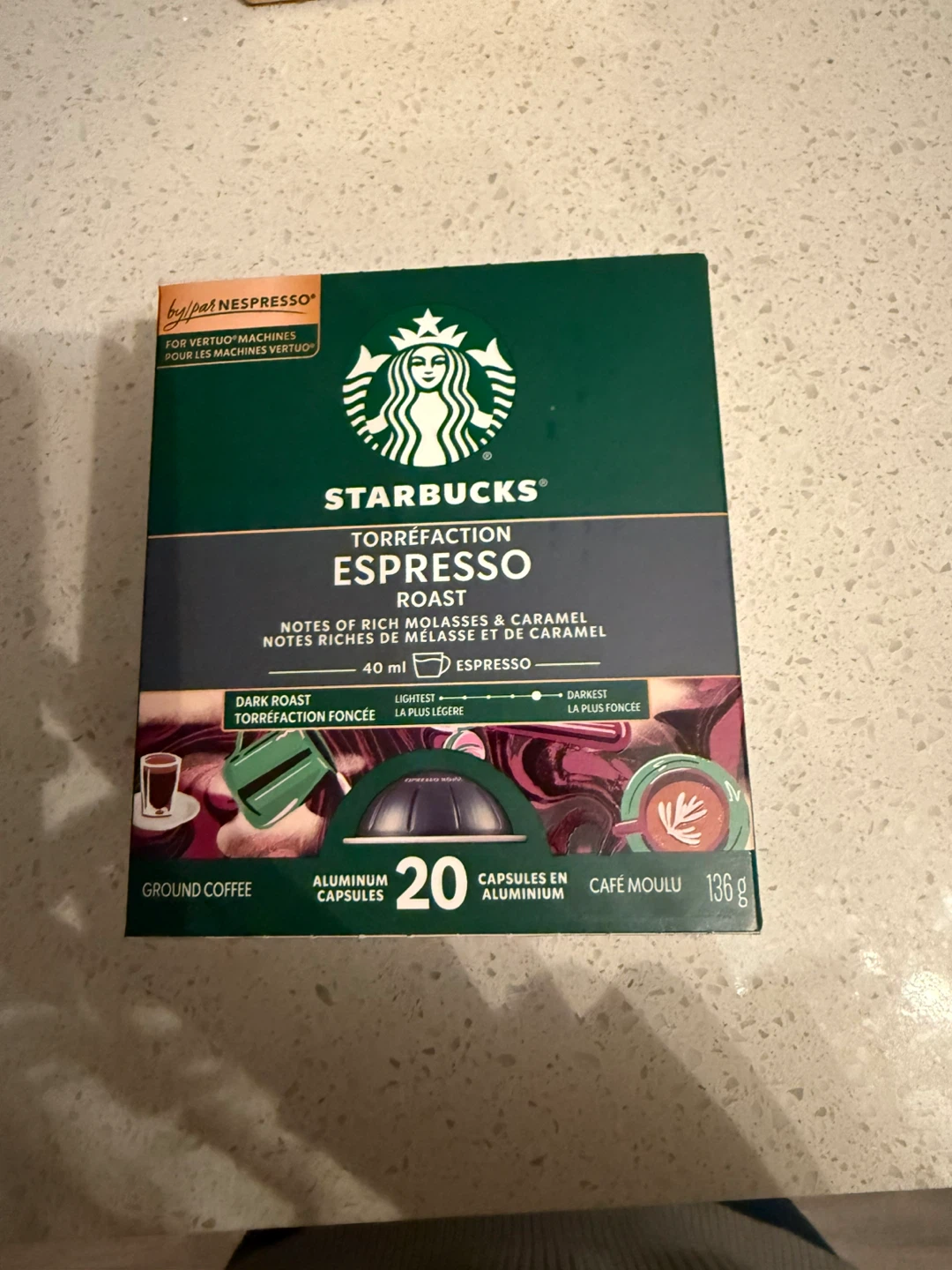 Starbucks Espresso Roast Nespresso Vertuo - 20 Count