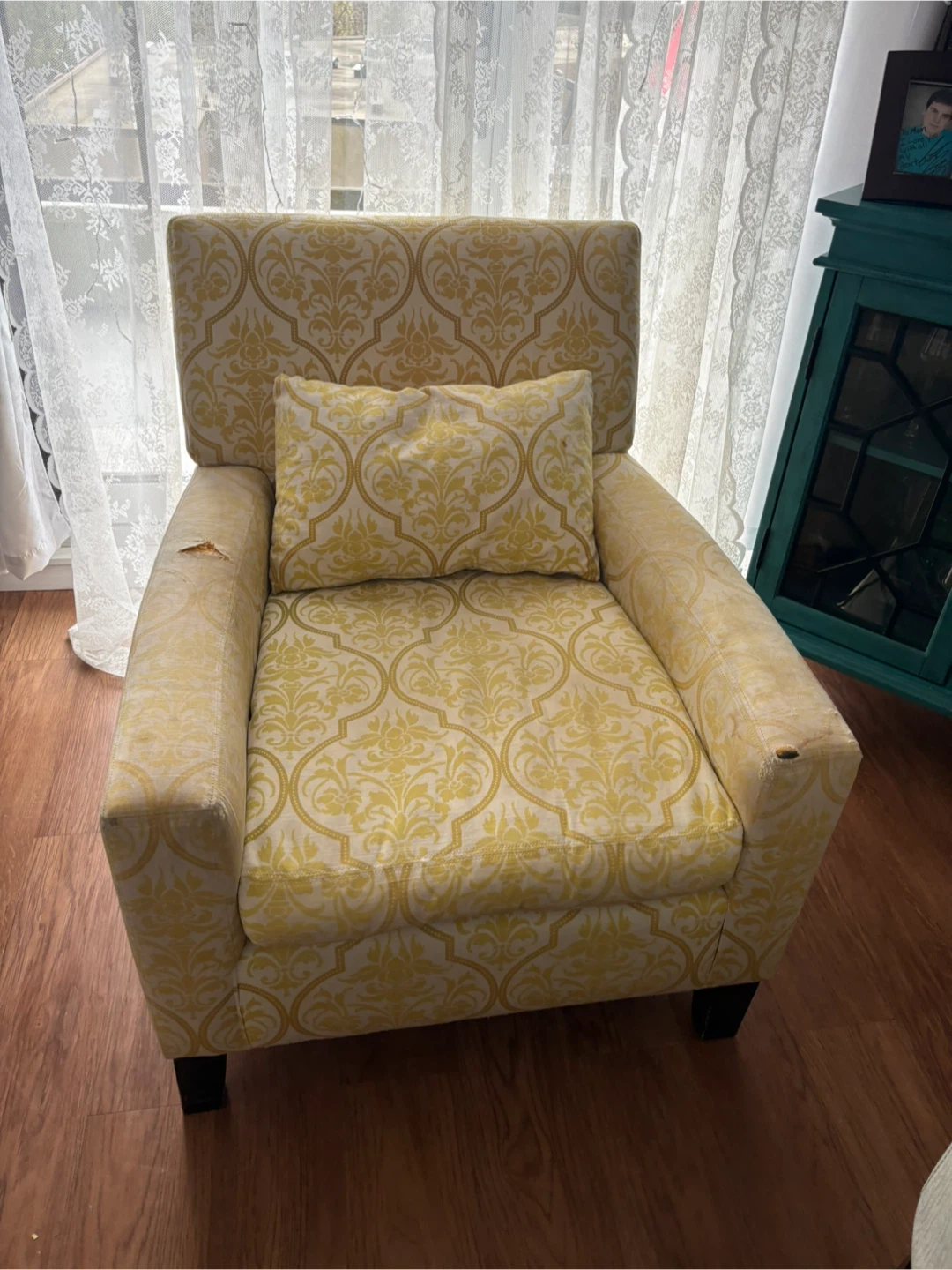 Armchair with Yellow Floral Pattern