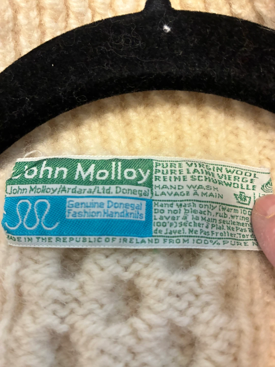John Molloy Cream Cable Knit Cardigan Sweater - photo 3