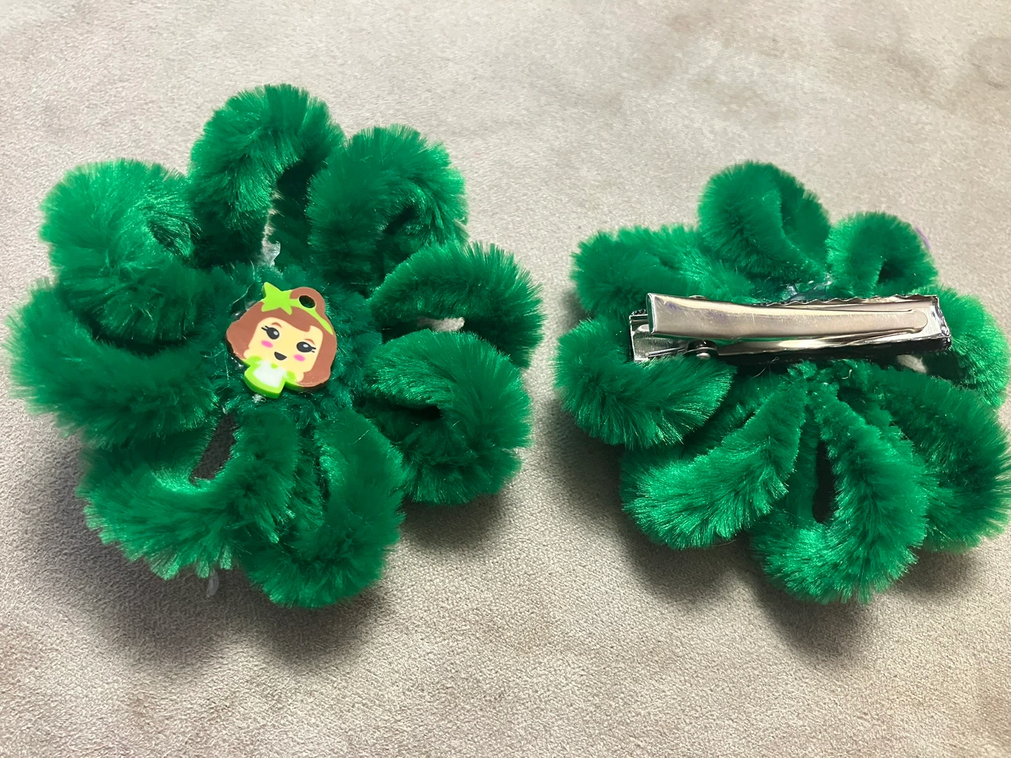 Fuzzy Flower Hair Clips (Set of 2) - photo 2