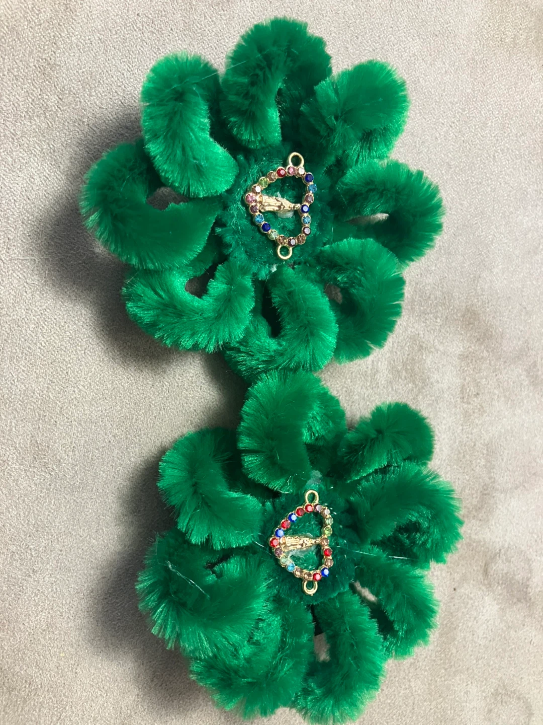 Fuzzy Flower Hair Clips - Red, Green, Yellow - photo 3