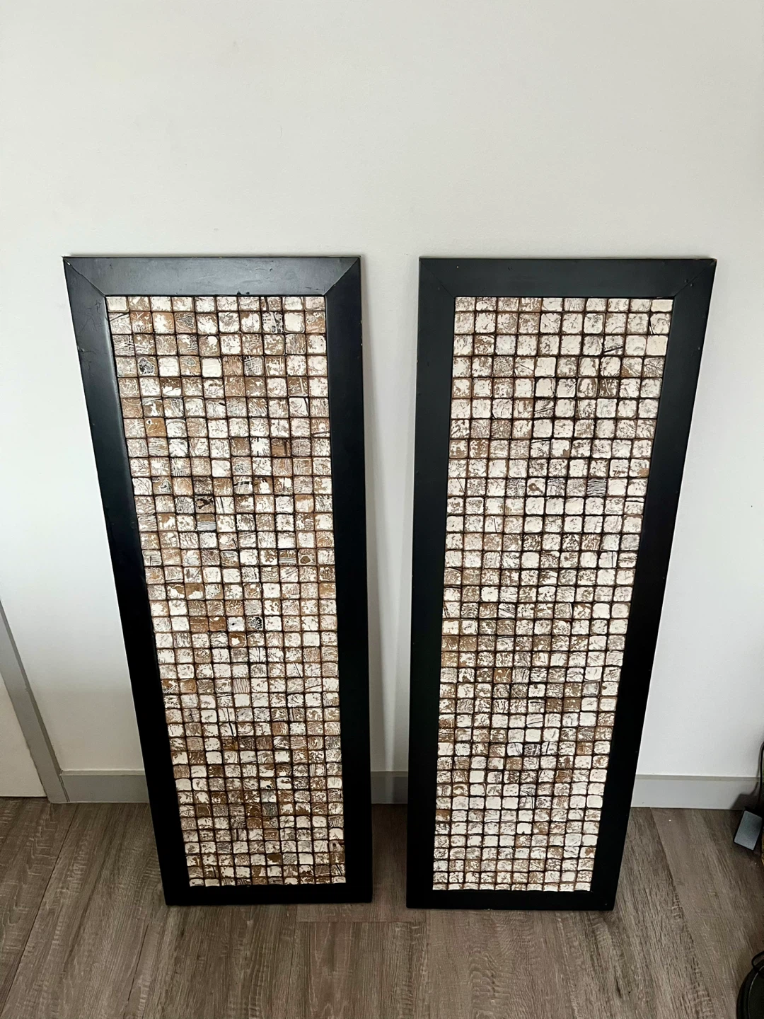 Set of 2 wood Framed Mosaic Wall Art Panels  Art 16 x 47.5 - photo 3