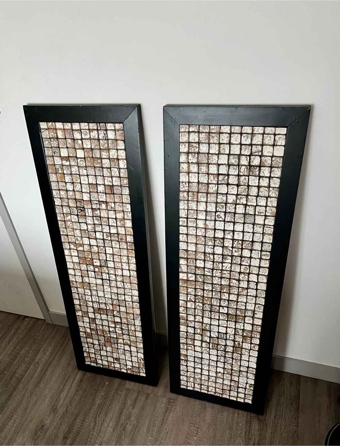 Set of 2 wood Framed Mosaic Wall Art Panels  Art 16 x 47.5 - photo 5