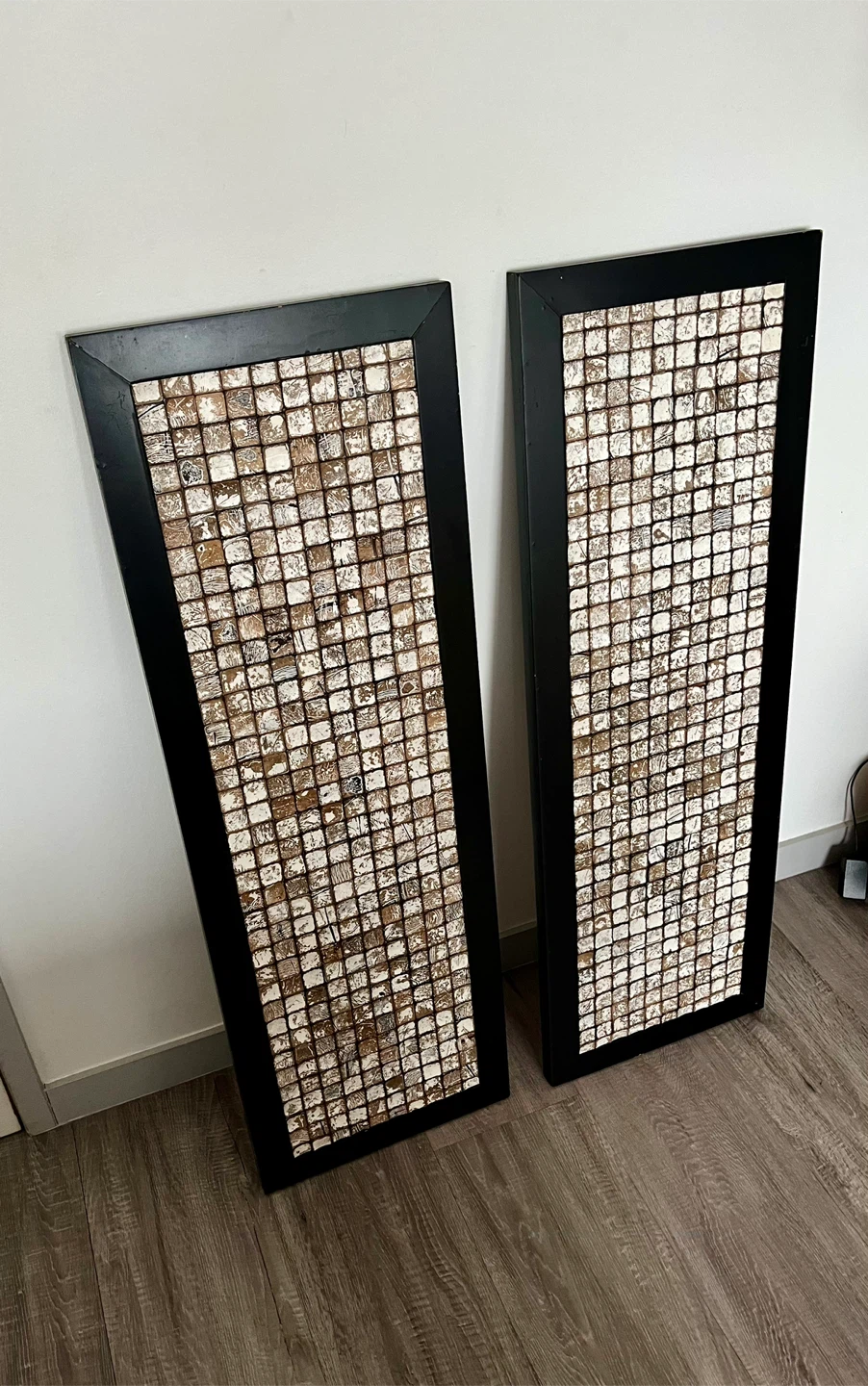 Set of 2 wood Framed Mosaic Wall Art Panels  Art 16 x 47.5 - photo 4