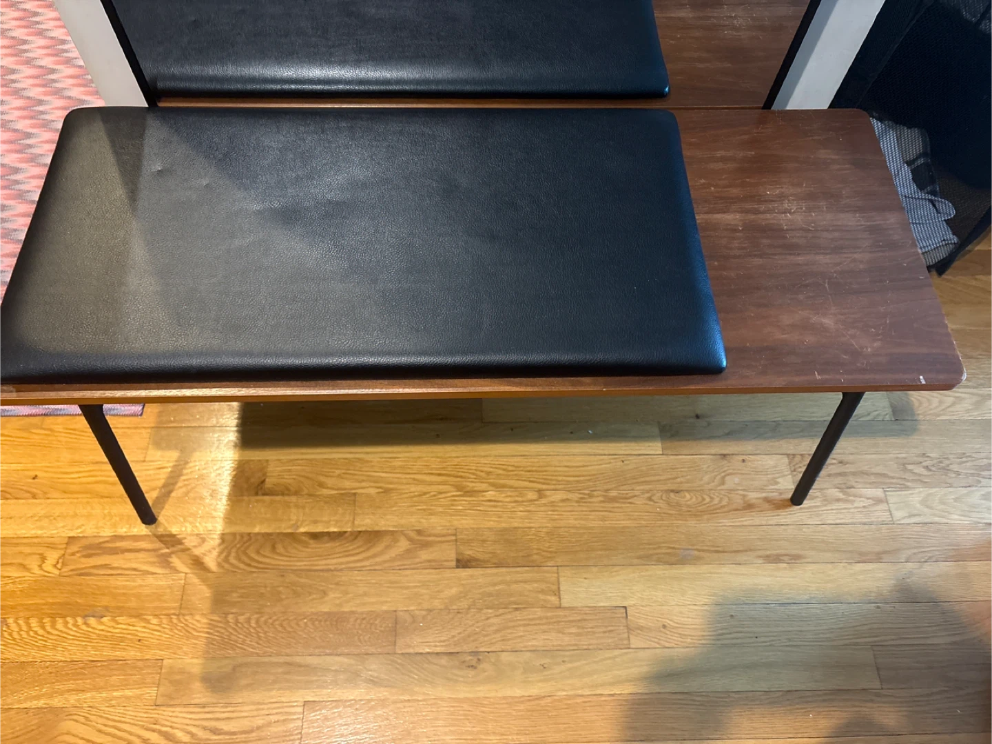 Modern Walnut Leather Bench