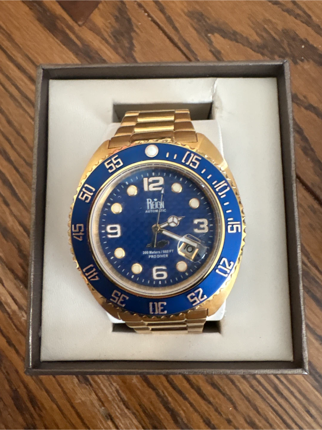 Reich Automatic Dive Watch - Gold Tone Blue Dial