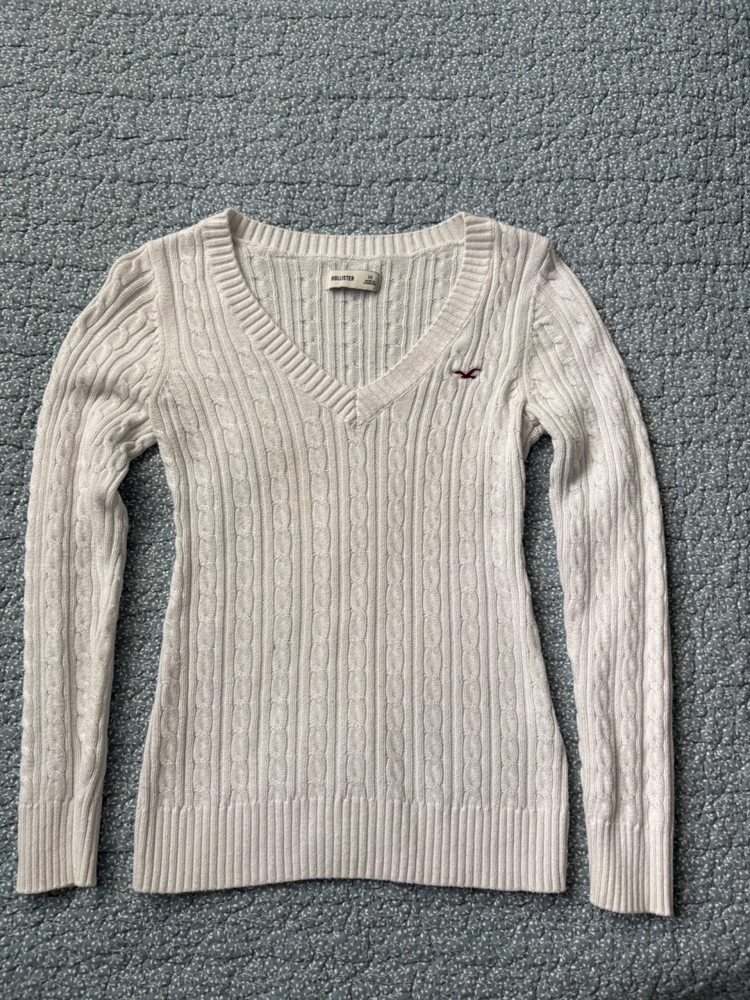 Hollister Cable Knit V-Neck Sweater
