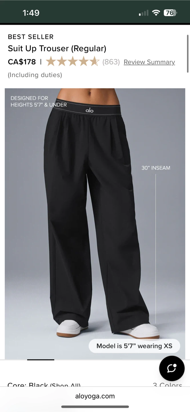 Alo Yoga Suit Up Trouser (Black) - photo 2