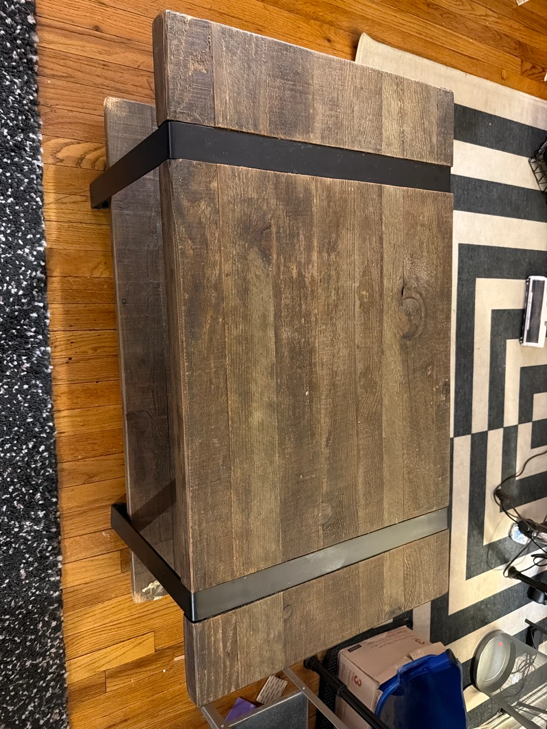 Rustic Wood Coffee Table with Black Metal Accents - photo 3