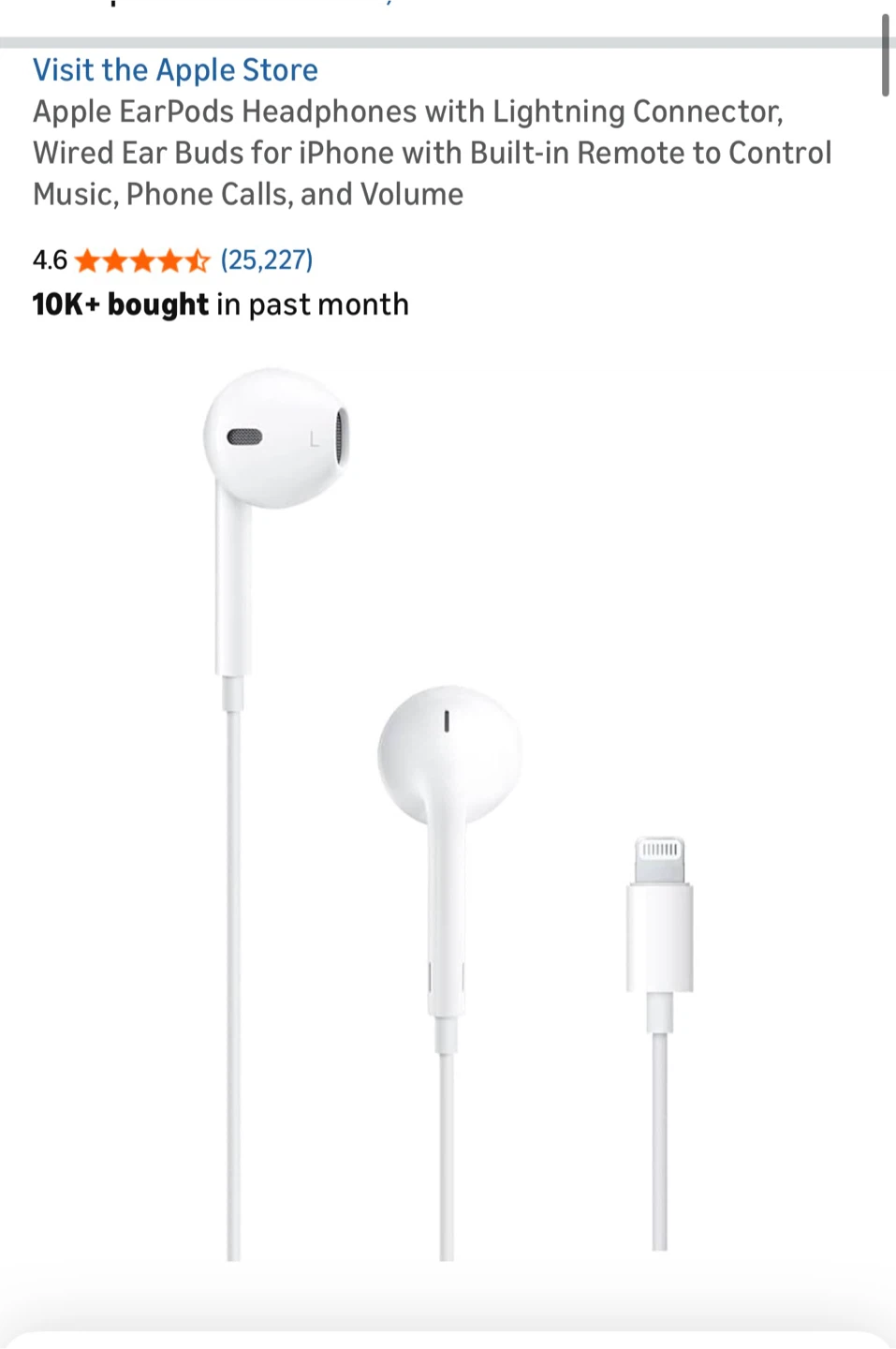 Apple wired lightning earphones