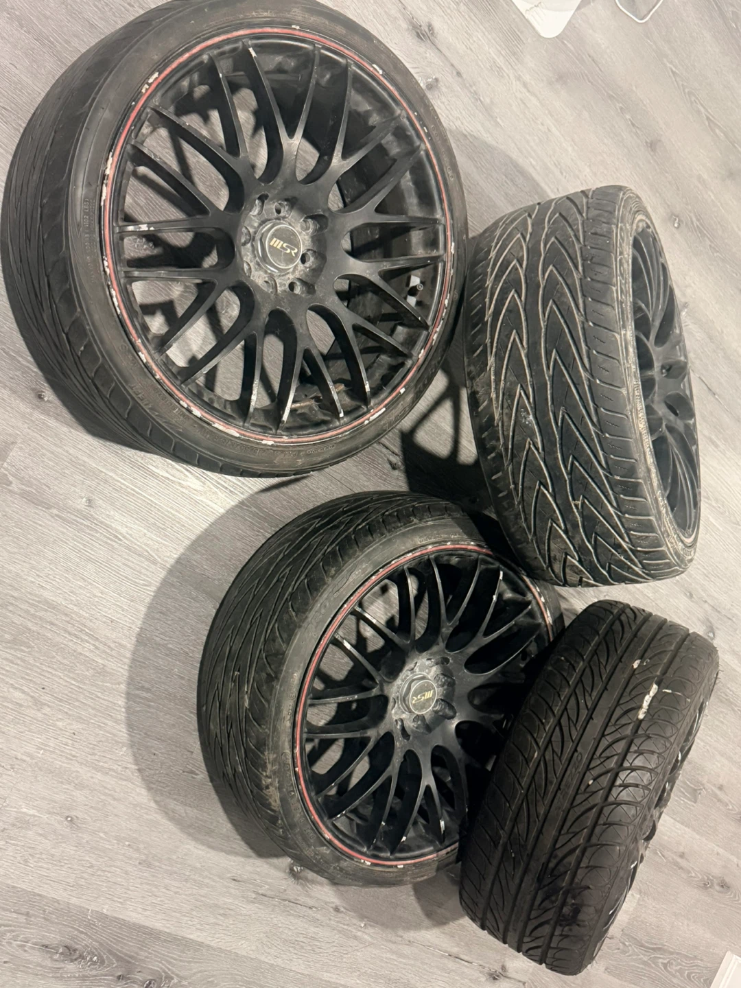 Set of 4 Black Rims with Red Trims - photo 2