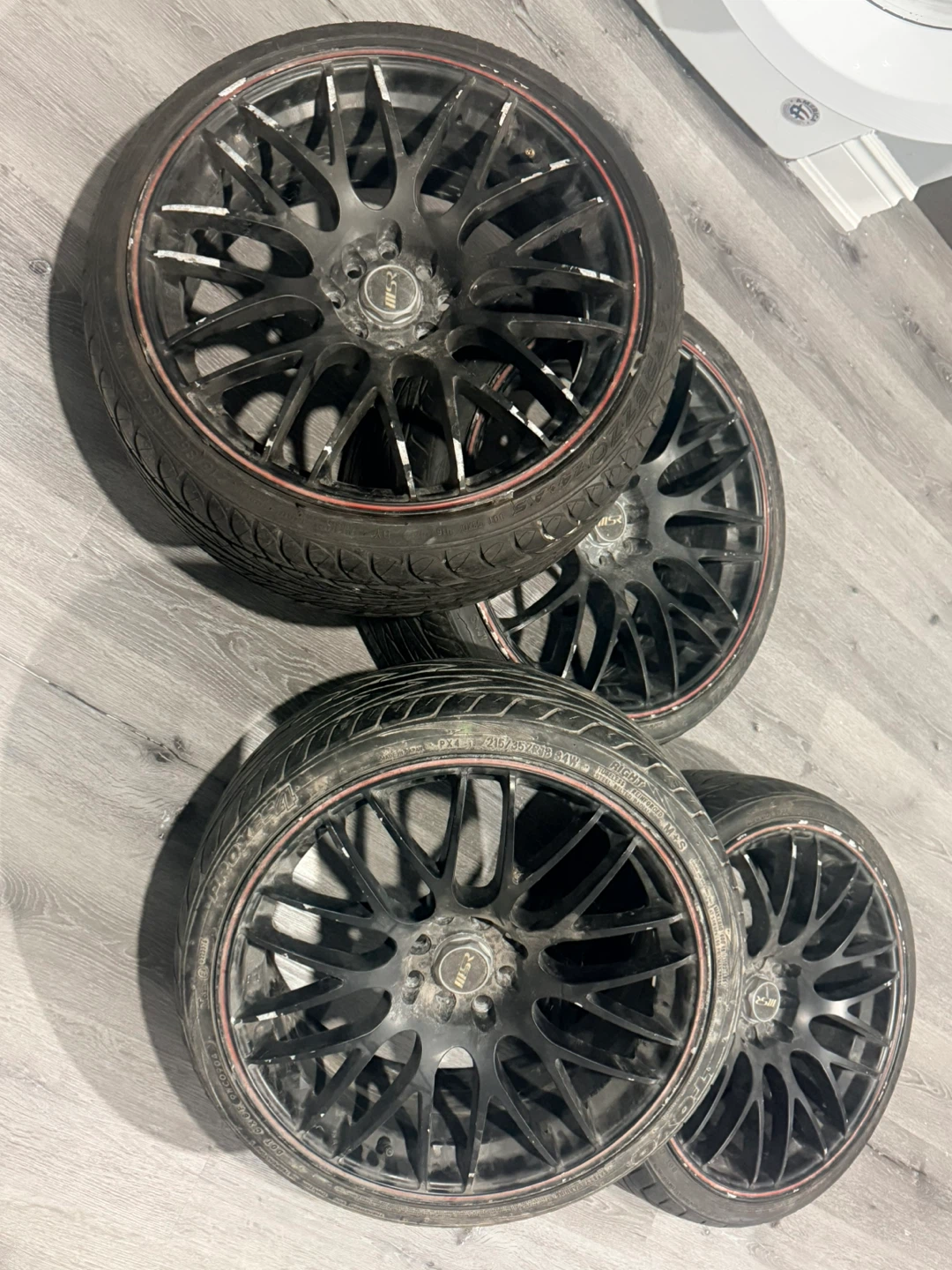 Set of 4 Black Rims with Red Trims