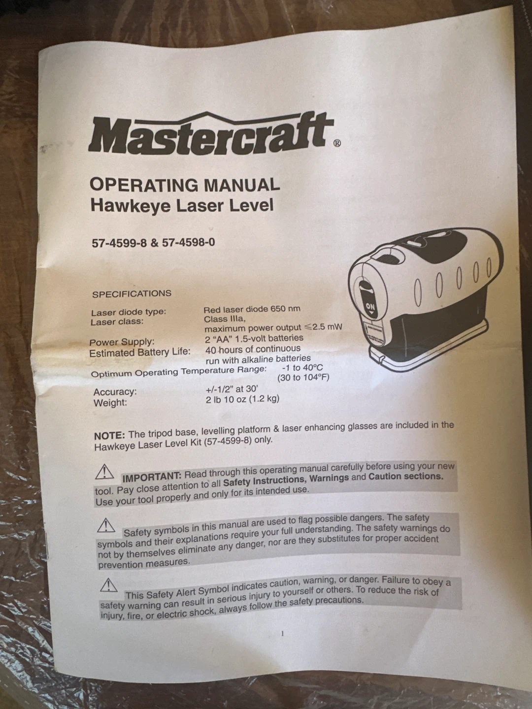 Mastercraft Hawkeye Laser Level Kit with Case - photo 4