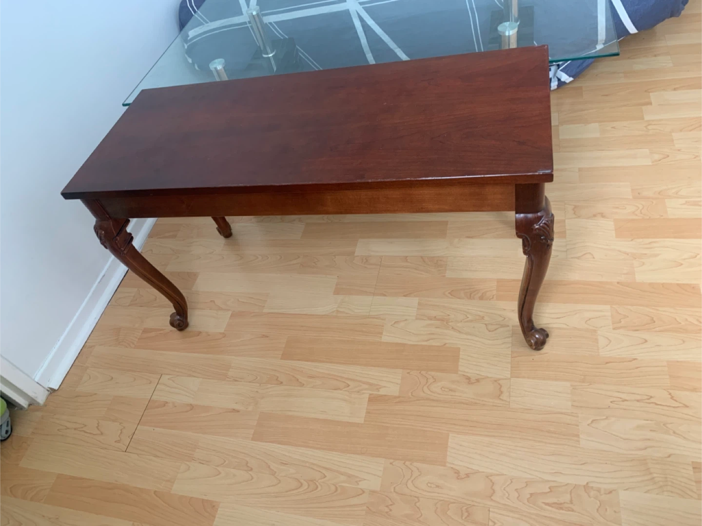 Antique Wooden Side Table with Storage