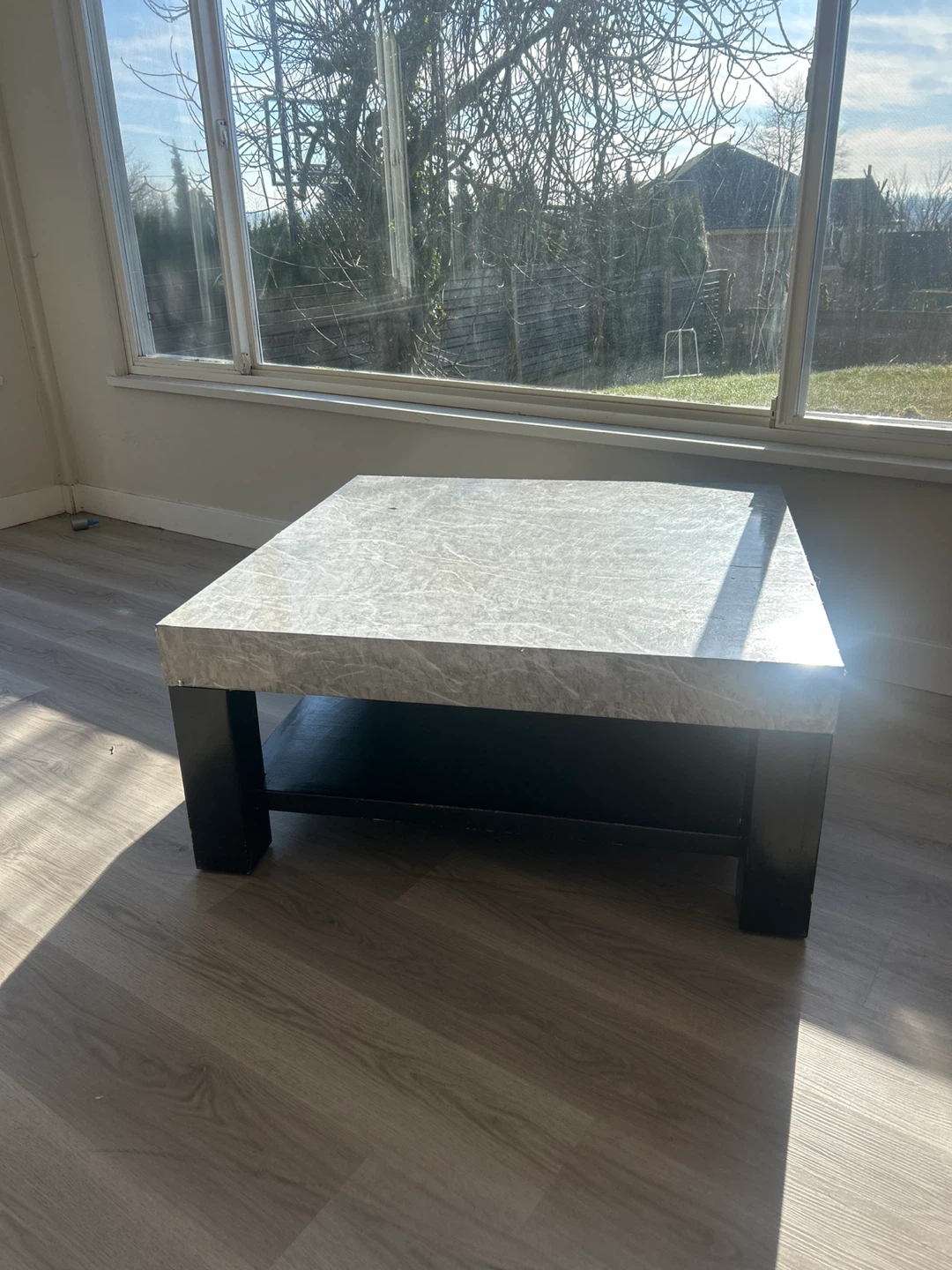 Square Coffee Table with Marble-Look Top