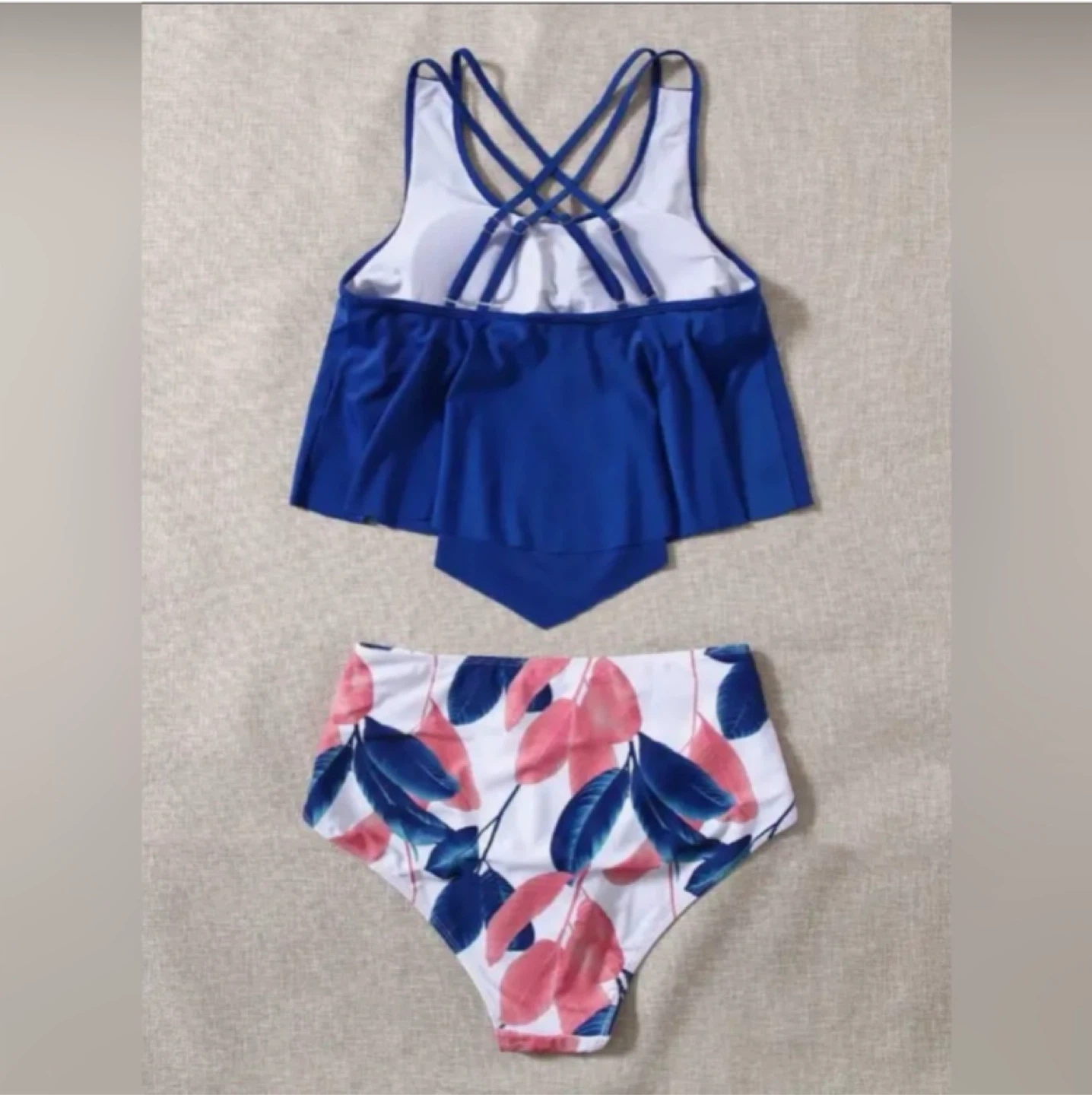 Plus Plant Print Hanky Hem Bikini Swimsuit - photo 2