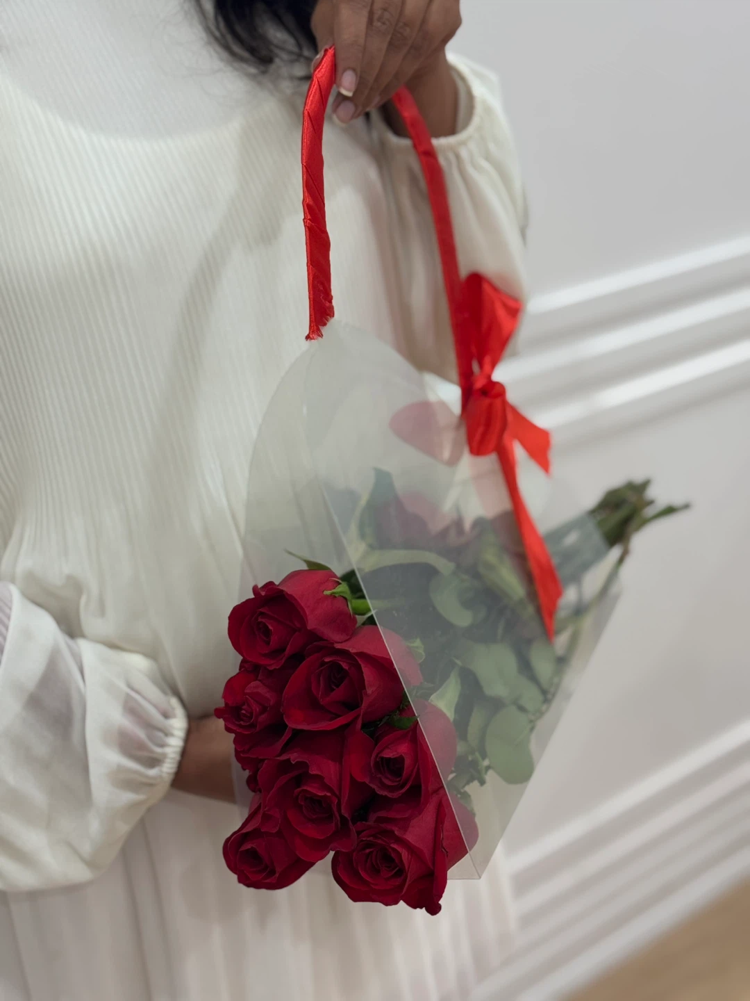 Red Roses Bouquet with Transparent Bag ❤️