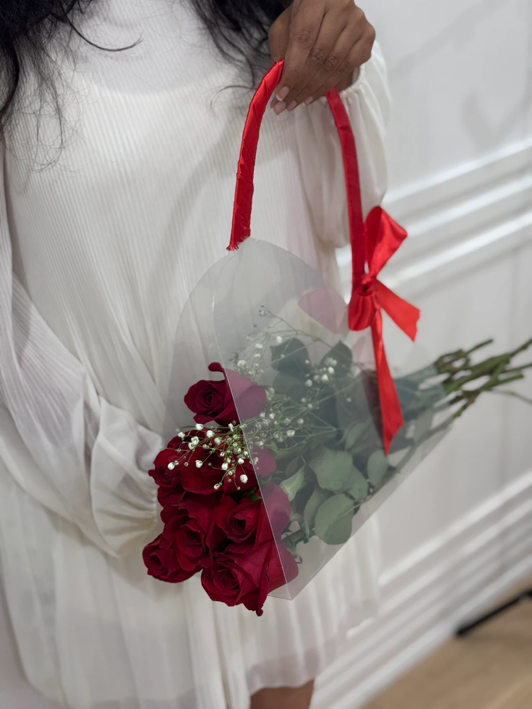 Red Roses Bouquet with Transparent Bag ❤️ - photo 3