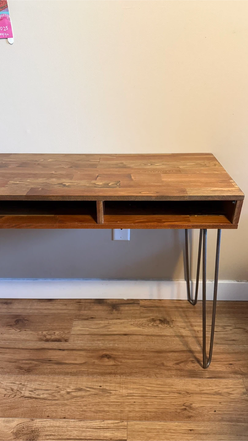 Wooden Desk with Hairpin Legs - photo 2