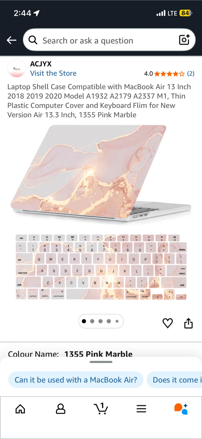 Laptop Shell Case for MacBook Air 13.3 Inch - Pink Marble