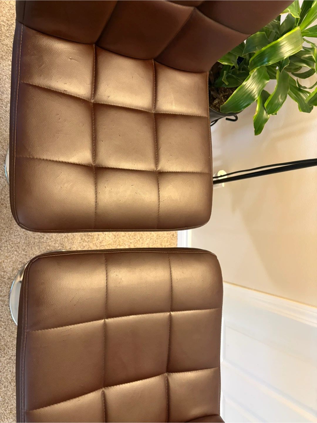 Set of 2 Brown Faux Leather Bar Stools - photo 5