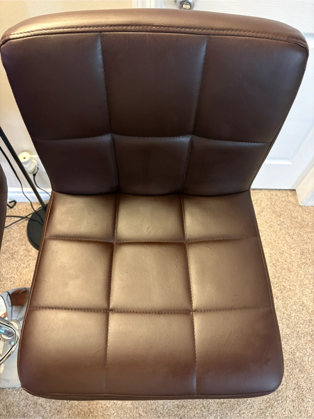 Set of 2 Brown Faux Leather Bar Stools - photo 4