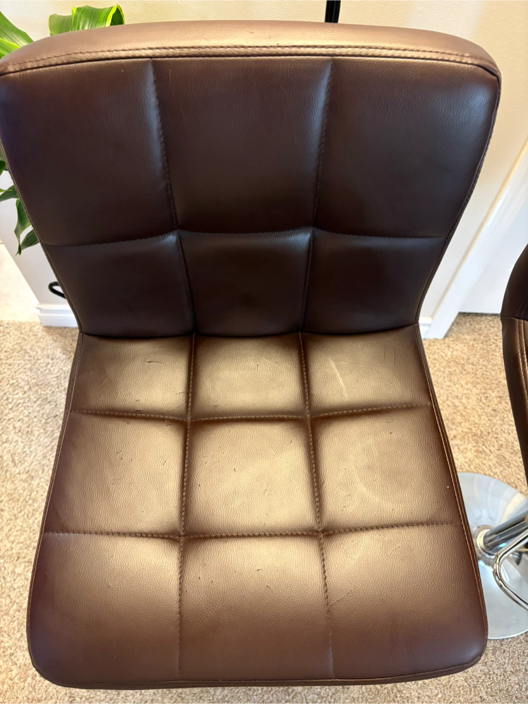 Set of 2 Brown Faux Leather Bar Stools - photo 3