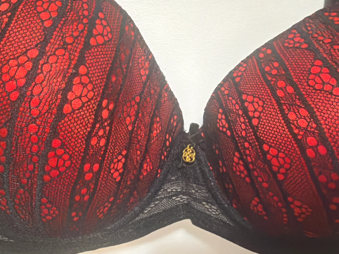 Daisy Fuentes Red & Black Lace Bra 🏆 - photo 2