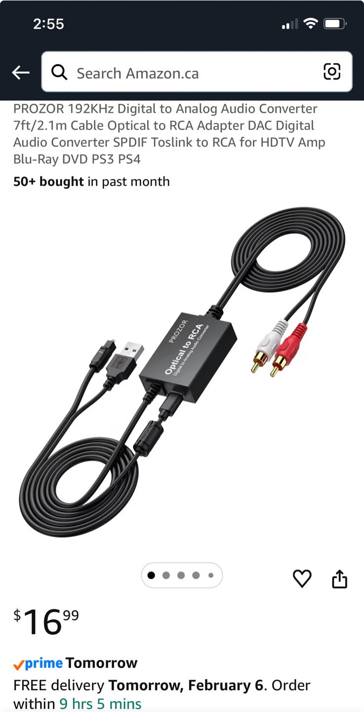 PROZOR 192KHz DAC Optical to RCA Audio Converter