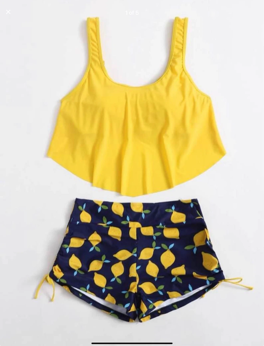Lemon swim suit with top and bottoms plus size
