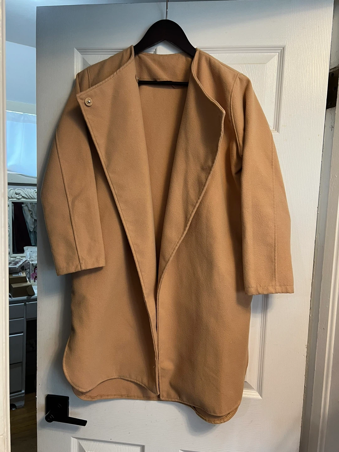 Camel Coloured Open Front Coat 🏆