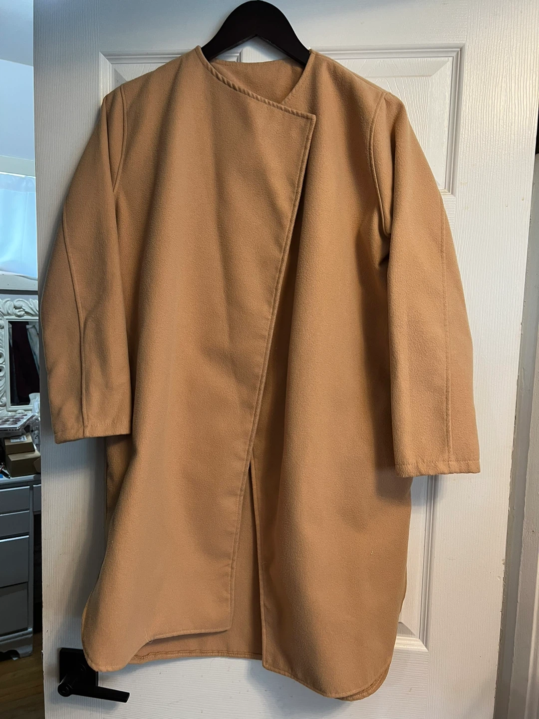 Camel Coloured Open Front Coat 🏆 - photo 2